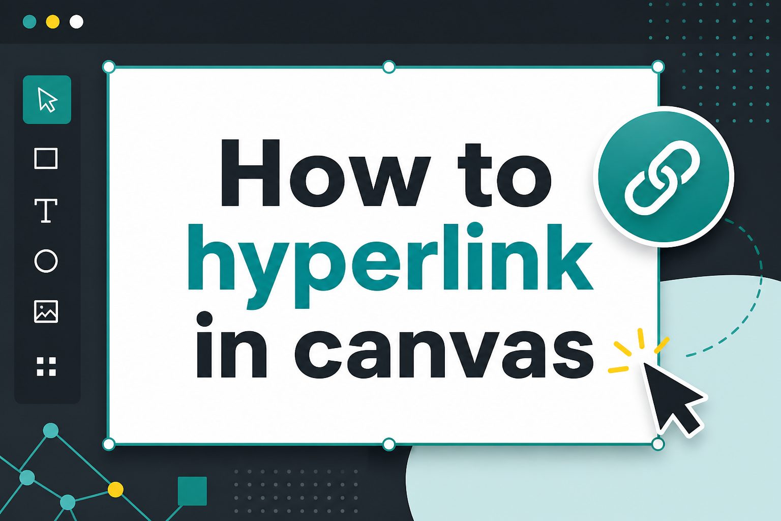 Cursor selecting linked text on a digital canvas editor