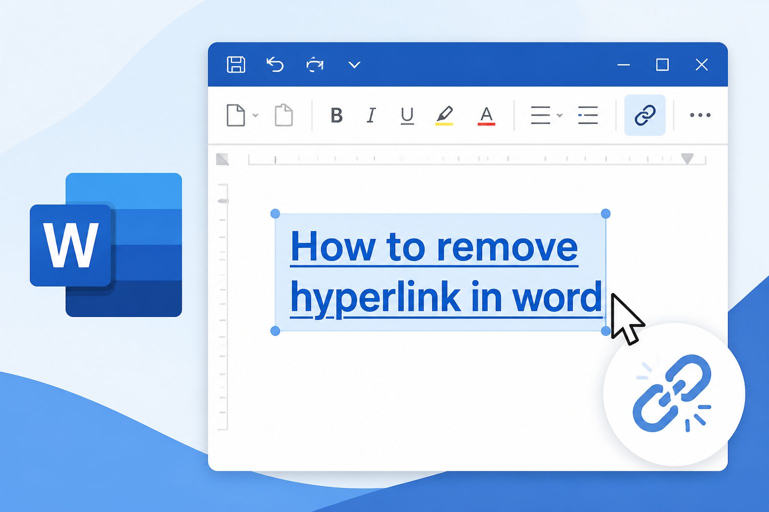 how-to-remove-hyperlink-in-word-e1233 Microsoft Word document with a highlighted hyperlink and remove link option
